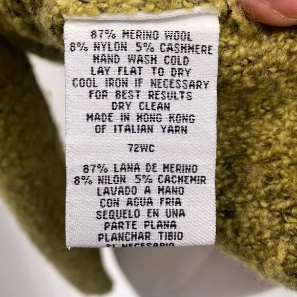 Eileen Fisher Merino Wool Cashmere Knit Turtleneck Sweater Green Womens Small