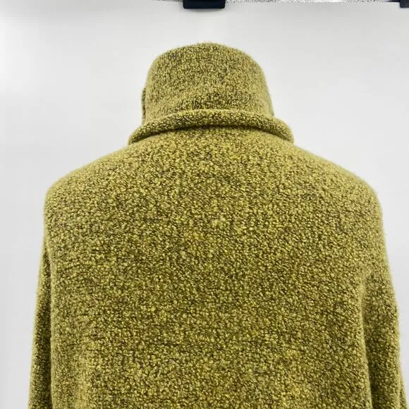 Eileen Fisher Merino Wool Cashmere Knit Turtleneck Sweater Green Womens Small