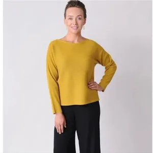 Eileen Fisher Mustard Yellow Wool Pullover Sweater Size 2XL Boatneck Luxury