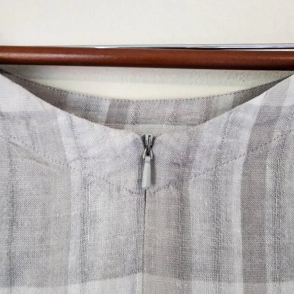 Eileen Fisher Organic Cotton-Linen Blend Boat-Neck Striped Shift Dress, M,Casual