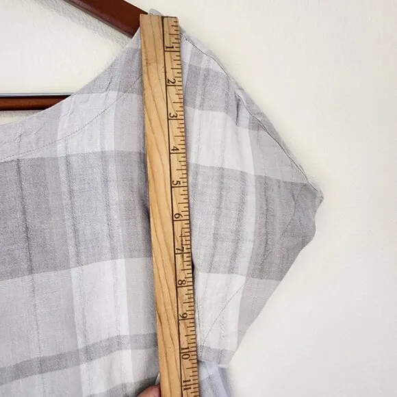 Eileen Fisher Organic Cotton-Linen Blend Boat-Neck Striped Shift Dress, M,Casual