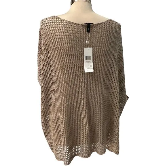 Eileen Fisher Organic Linen Knit Boat Neck Sweater 1X Cap Sleeve Oversized NWT