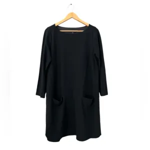 Eileen Fisher Ponte Shift Bateau Neck Dress Size M In Black Style F51P-D3545M