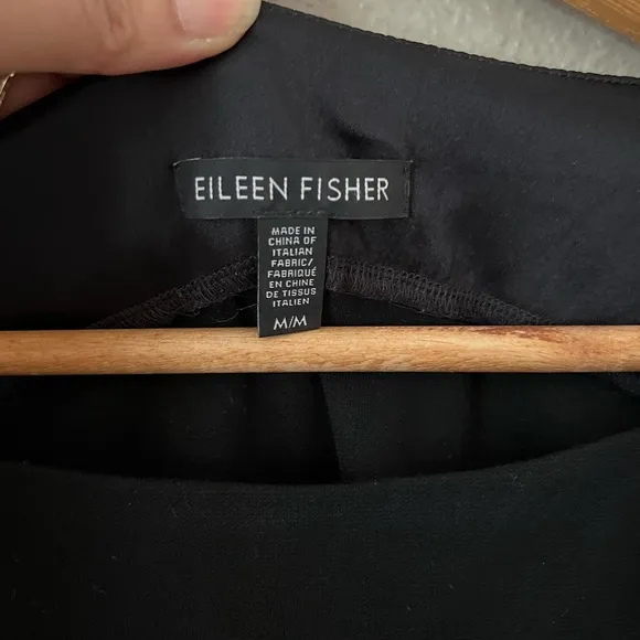 Eileen Fisher Ponte Shift Bateau Neck Dress Size M In Black Style F51P-D3545M