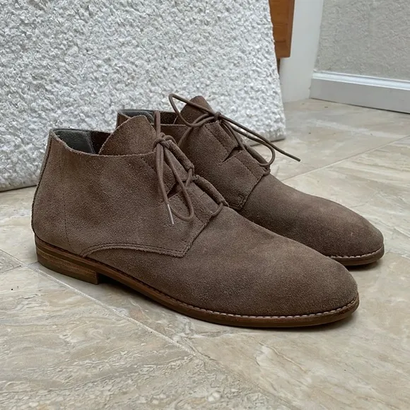 Eileen Fisher Suede Leather Lace Up Flat Boots Size 9