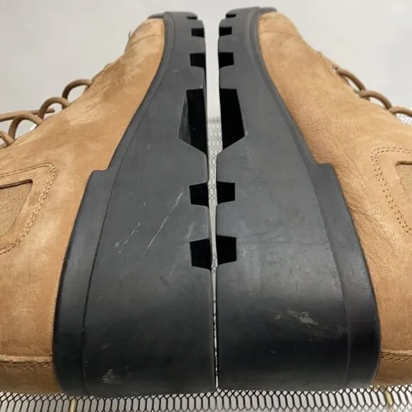 EILEEN FISHER Women Calm Tan Suede Shearling Platform lug Sole Hiker Bootie 7.5