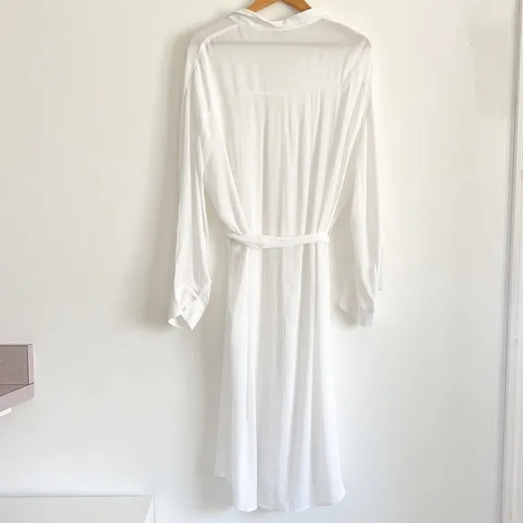 Elan Long Sleeve Shirtdress Coverup Belted White NWOT