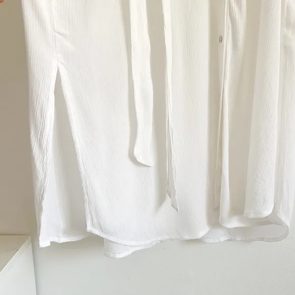 Elan Long Sleeve Shirtdress Coverup Belted White NWOT