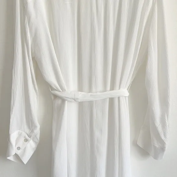 Elan Long Sleeve Shirtdress Coverup Belted White NWOT