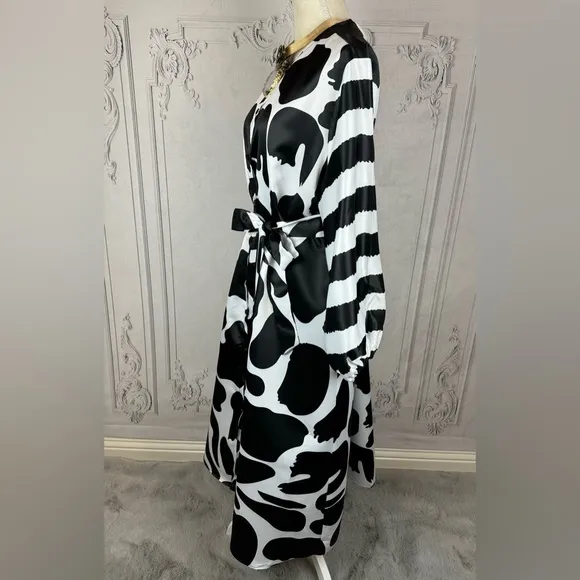 Elegant Party Lightweight Jacket Dress Long Lantern Sleeves Round Neck Plus Size