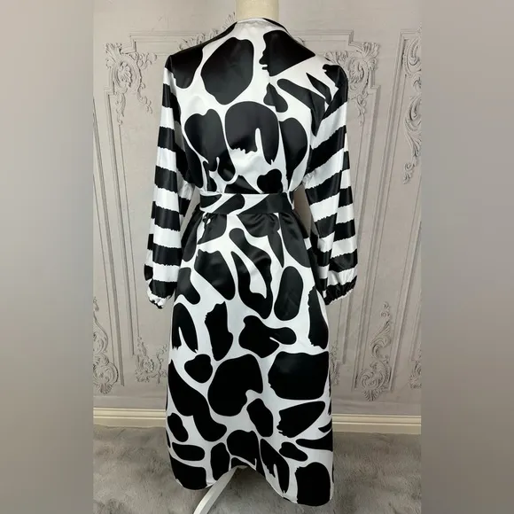 Elegant Party Lightweight Jacket Dress Long Lantern Sleeves Round Neck Plus Size