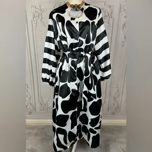 Elegant Party Lightweight Jacket Dress Long Lantern Sleeves Round Neck Plus Size