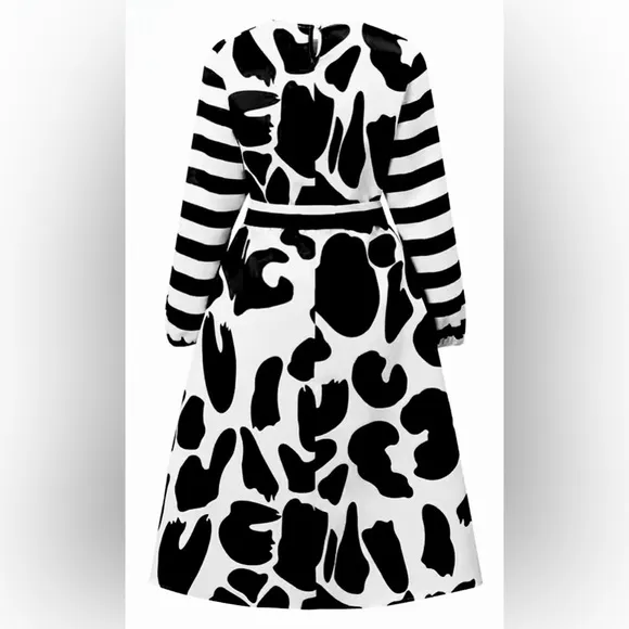 Elegant Party Lightweight Jacket Dress Long Lantern Sleeves Round Neck Plus Size