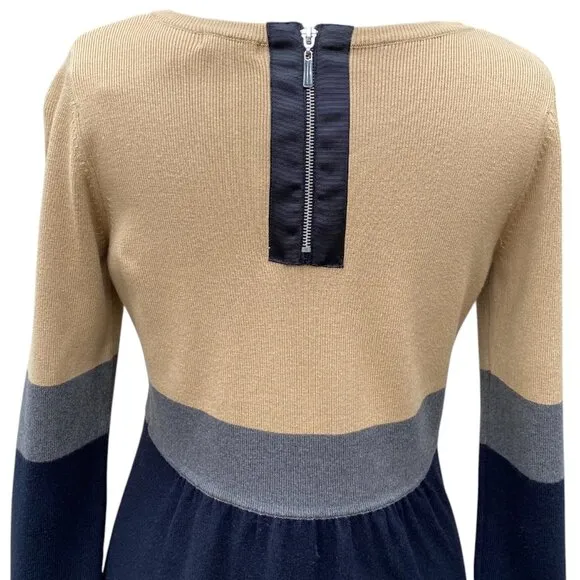Eliza J Knit Color Block Long Sleeve Sweater Dress Comfy Office Minimalist-M