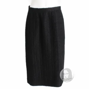 Emilio Pucci by Vivara Skirt Black Wool Textured Boucle Knit EU 46 Vintage 90s
