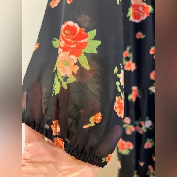 English Rose Onyx Floral Monaco Tiered Maxi Dress 010