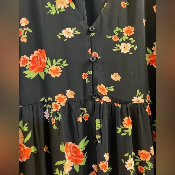 English Rose Onyx Floral Monaco Tiered Maxi Dress 010
