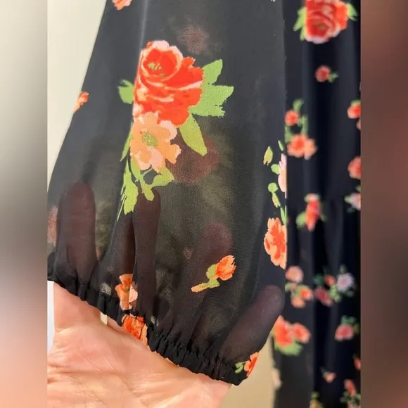 English Rose Onyx Floral Monaco Tiered Maxi Dress 010