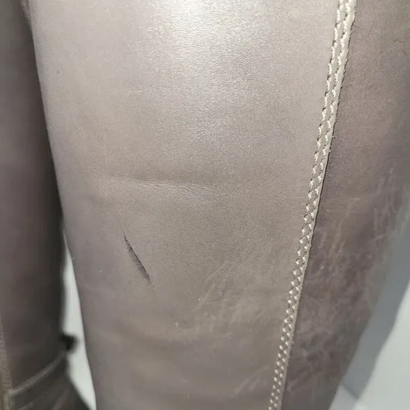 Enzo Angiolini Easayin Tall Riding Boots Dark Taupe Gray W/Buckle Detail Size 6M