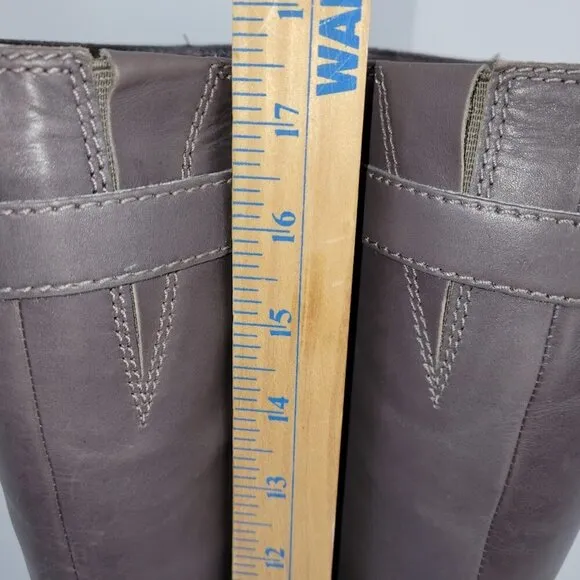 Enzo Angiolini Easayin Tall Riding Boots Dark Taupe Gray W/Buckle Detail Size 6M