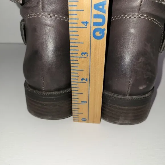 Enzo Angiolini Easayin Tall Riding Boots Dark Taupe Gray W/Buckle Detail Size 6M