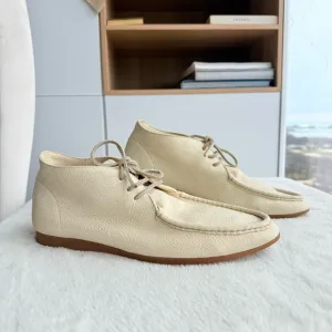 Ermenegildo Zegna Ivory Light Yellow Soft Leather Boots US 10.5 280 mm