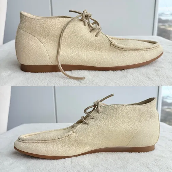 Ermenegildo Zegna Ivory Light Yellow Soft Leather Boots US 10.5 280 mm