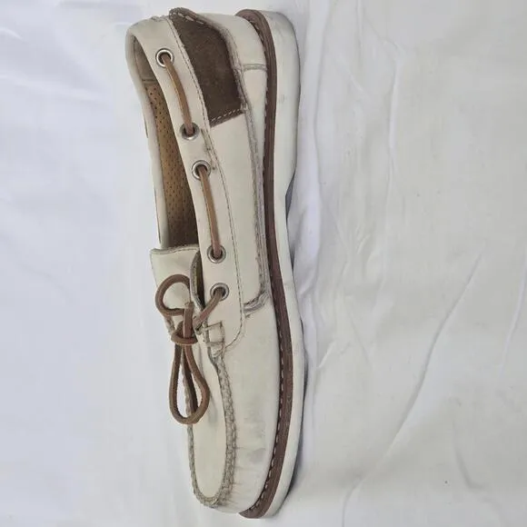 Ernest Hemingway Classic Leather Deck Shoes Cream Brown Men's Size 8M