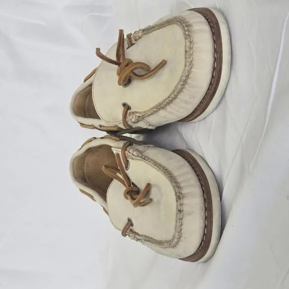Ernest Hemingway Classic Leather Deck Shoes Cream Brown Men's Size 8M