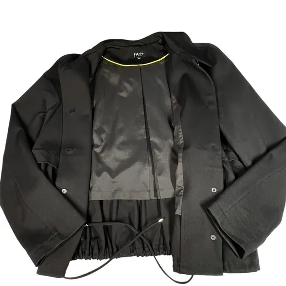 ESCADA SPORT Black Peplum Lined Drawstring Jacket Top Women's Size L EU42