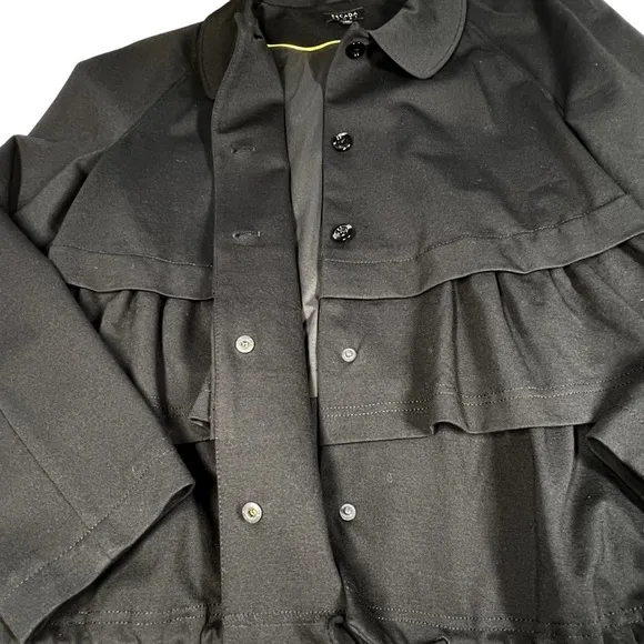ESCADA SPORT Black Peplum Lined Drawstring Jacket Top Women's Size L EU42
