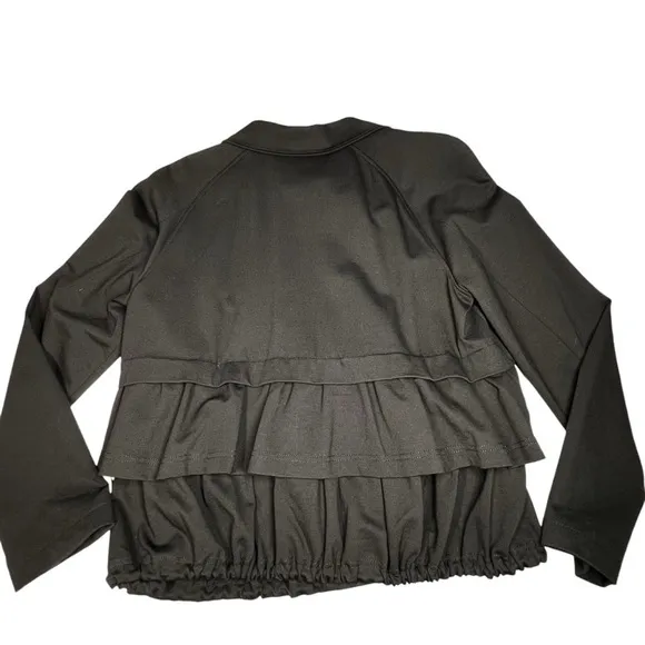 ESCADA SPORT Black Peplum Lined Drawstring Jacket Top Women's Size L EU42