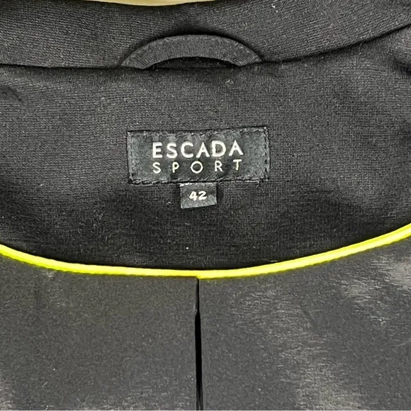 ESCADA SPORT Black Peplum Lined Drawstring Jacket Top Women's Size L EU42