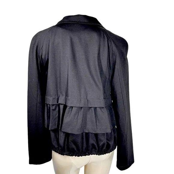 ESCADA SPORT Black Peplum Lined Drawstring Jacket Top Women's Size L EU42