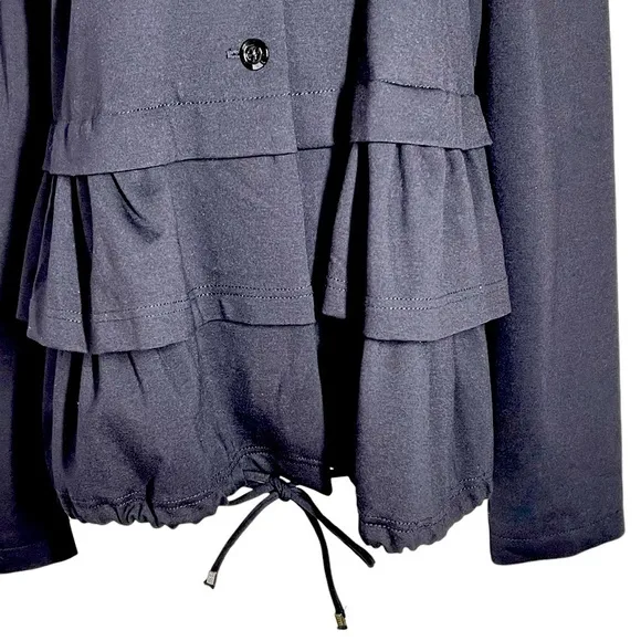 ESCADA SPORT Black Peplum Lined Drawstring Jacket Top Women's Size L EU42