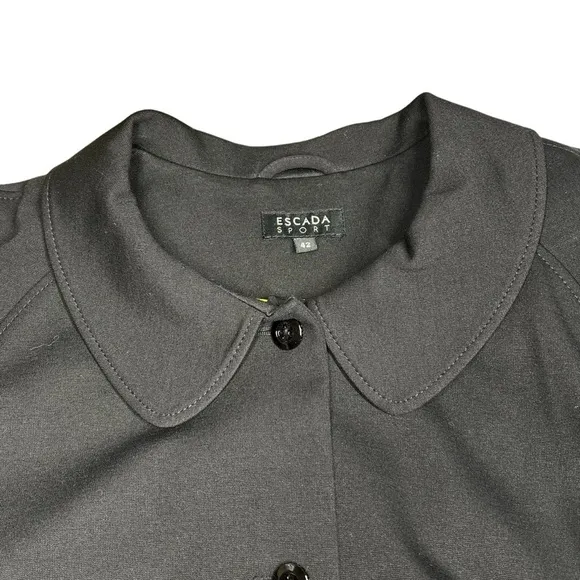 ESCADA SPORT Black Peplum Lined Drawstring Jacket Top Women's Size L EU42