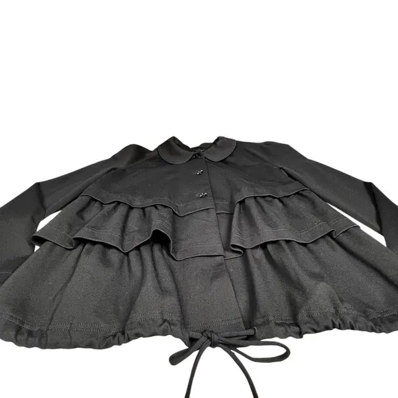 ESCADA SPORT Black Peplum Lined Drawstring Jacket Top Women's Size L EU42