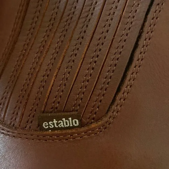 Establo Tan Ankle Boots genuine Leather Size 7.5 Slip On style Western