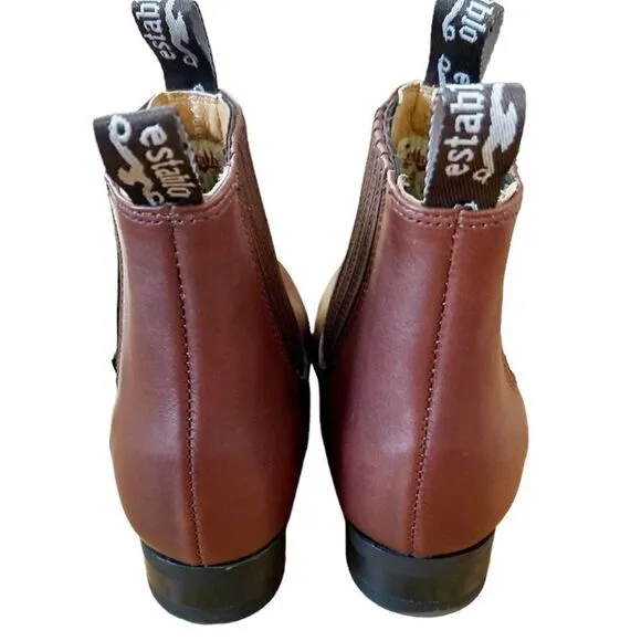Establo Tan Ankle Boots genuine Leather Size 7.5 Slip On style Western