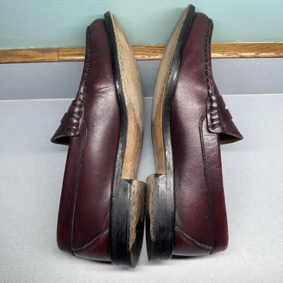 ET Wright Burgundy Leather Loafers Dress Shoes Mens Size 9 EEE Wide Italy Made