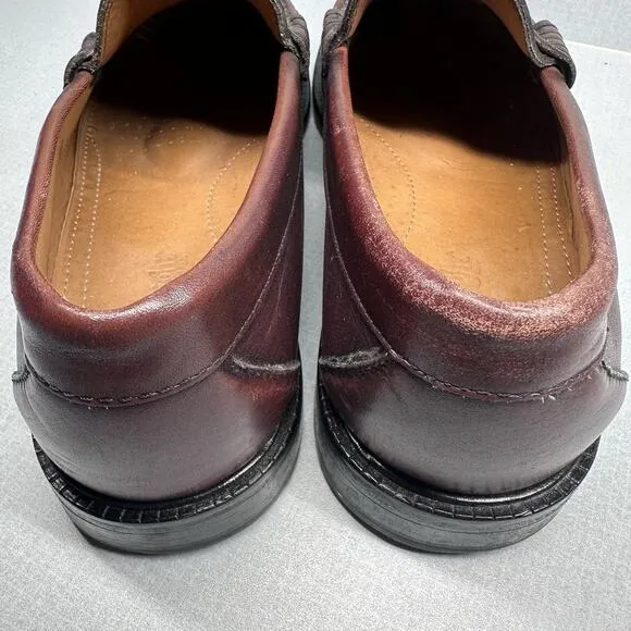 ET Wright Burgundy Leather Loafers Dress Shoes Mens Size 9 EEE Wide Italy Made