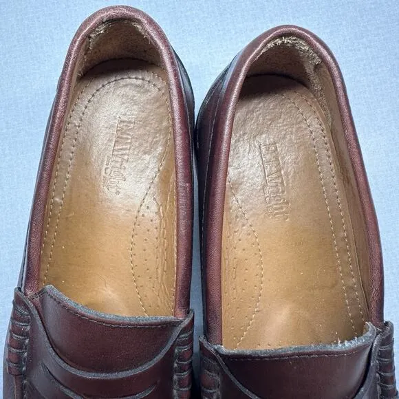 ET Wright Burgundy Leather Loafers Dress Shoes Mens Size 9 EEE Wide Italy Made