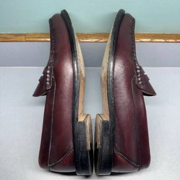 ET Wright Burgundy Leather Loafers Dress Shoes Mens Size 9 EEE Wide Italy Made