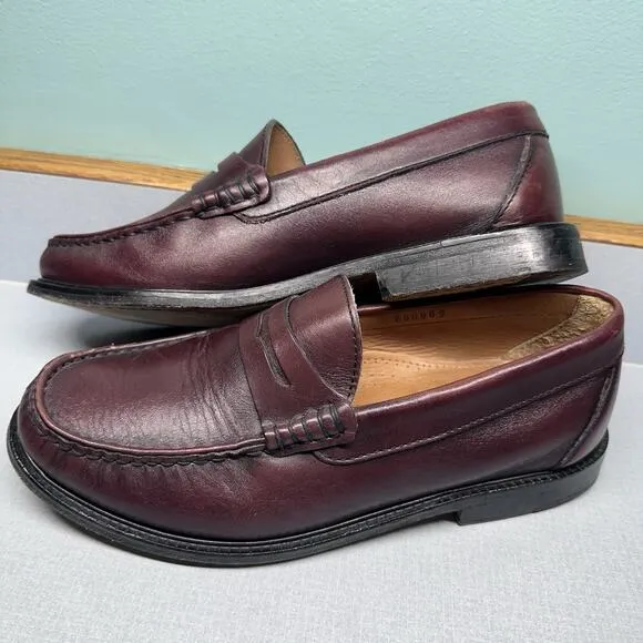 ET Wright Burgundy Leather Loafers Dress Shoes Mens Size 9 EEE Wide Italy Made