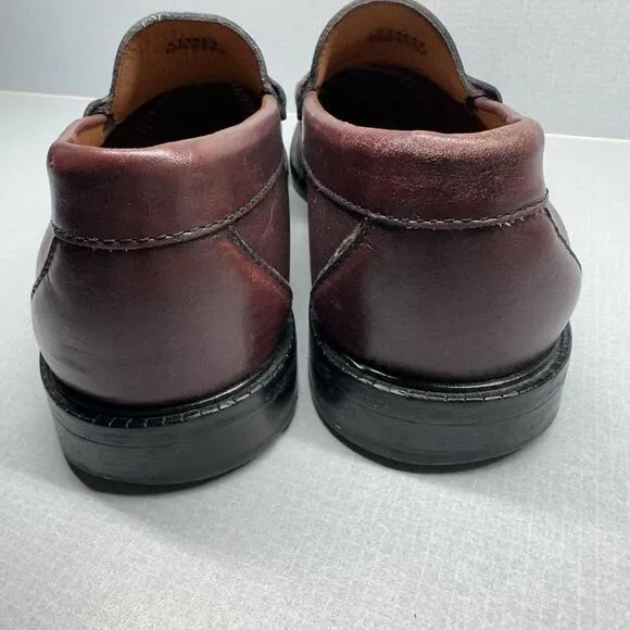 ET Wright Burgundy Leather Loafers Dress Shoes Mens Size 9 EEE Wide Italy Made