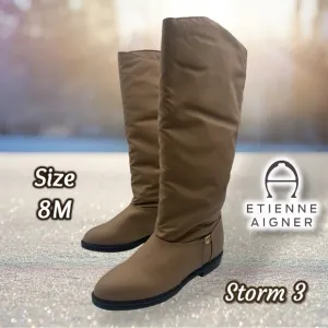 Etienne Aigner Women's Black Faux Fur Lined Tan Storm Boots Size 8M