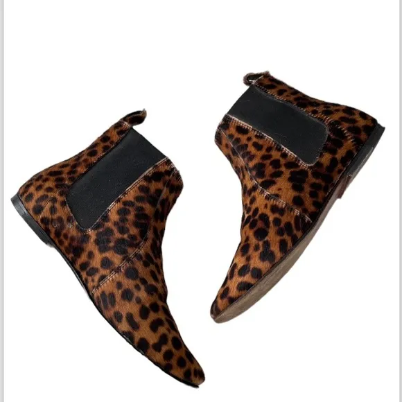 Etoile Isabel Marant Genuine Pony Hair Leopard Print Chelsea Ankle Boots 5