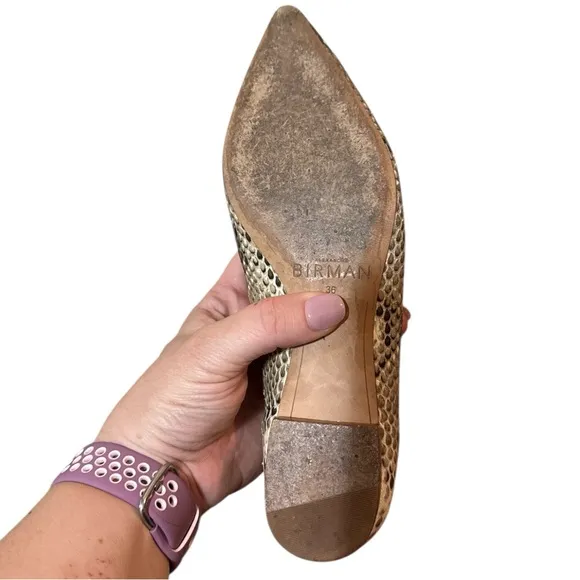 EUC - Alexandre Birman Snakeskin Slip On Flats Shoes Size 36