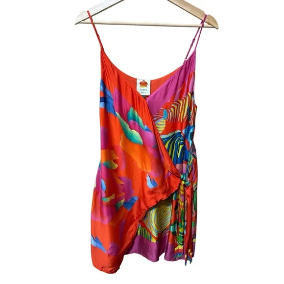 EUC - FARM RIO Mixed Ombre Chita Scarf Lenzing Ecovero Viscose Mini Dress - M