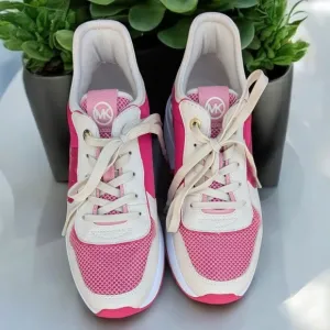 EUC Michael Kors 7 Women Casual Shoes Muse Trainer 2-Tone Circular Mesh Pink